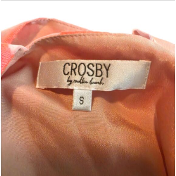 CROSBY by Mollie Burch Dress Cross Back Nude Sheer Lace Neon Pink/Orange Zipper - Picture 6 of 6